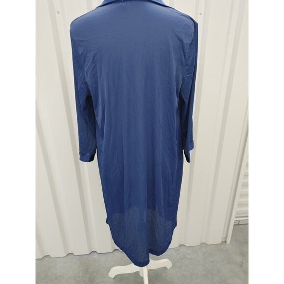 Vanity Fair Nightgown Button Down Medium Blue Nylon - Picture 3 of 5